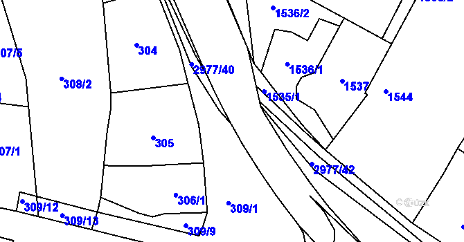 Parcela st. 2977/104 v KÚ Mohelnice, Katastrální mapa