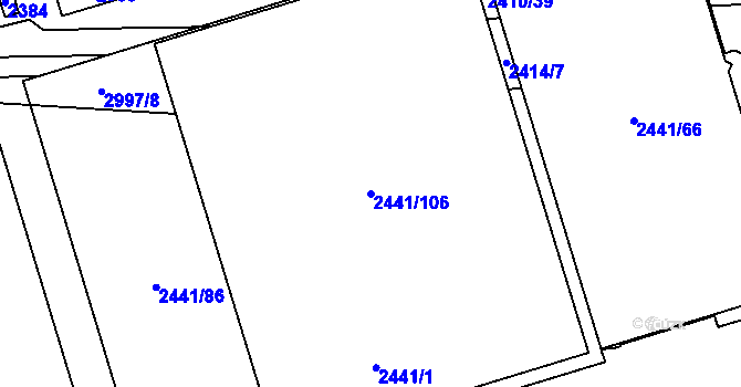 Parcela st. 2441/106 v KÚ Mohelnice, Katastrální mapa