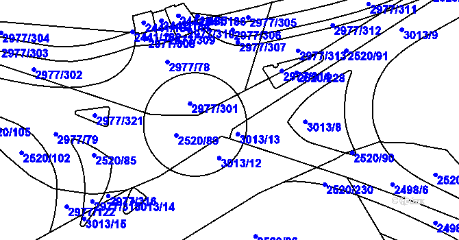 Parcela st. 2520/101 v KÚ Mohelnice, Katastrální mapa