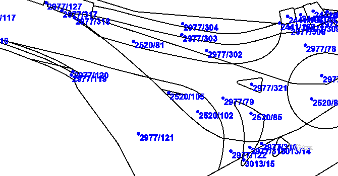 Parcela st. 2520/108 v KÚ Mohelnice, Katastrální mapa