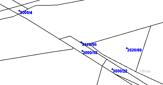 Parcela st. 2520/95 v KÚ Mohelnice, Katastrální mapa