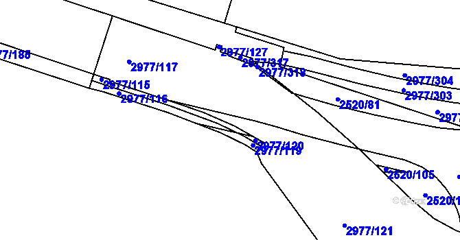 Parcela st. 2977/118 v KÚ Mohelnice, Katastrální mapa