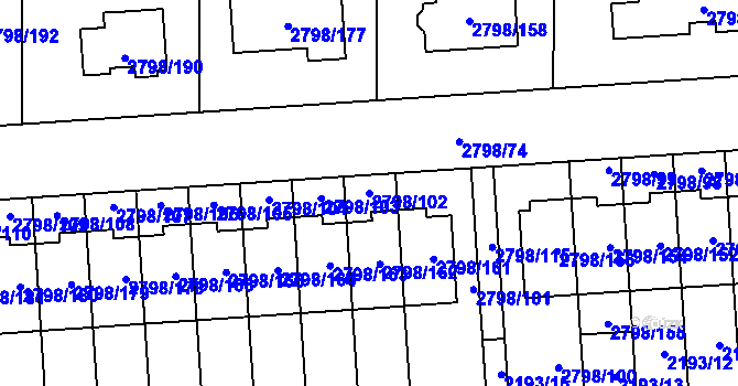 Parcela st. 2798/102 v KÚ Mohelnice, Katastrální mapa