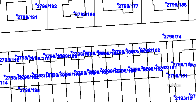 Parcela st. 2798/105 v KÚ Mohelnice, Katastrální mapa
