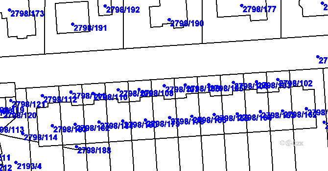 Parcela st. 2798/107 v KÚ Mohelnice, Katastrální mapa