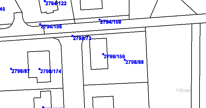 Parcela st. 2798/159 v KÚ Mohelnice, Katastrální mapa