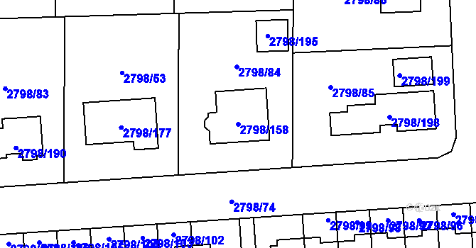Parcela st. 2798/158 v KÚ Mohelnice, Katastrální mapa