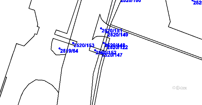Parcela st. 2520/147 v KÚ Mohelnice, Katastrální mapa