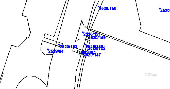 Parcela st. 2520/148 v KÚ Mohelnice, Katastrální mapa