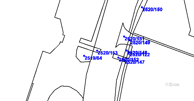 Parcela st. 2520/153 v KÚ Mohelnice, Katastrální mapa