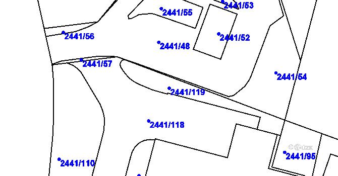 Parcela st. 2441/119 v KÚ Mohelnice, Katastrální mapa