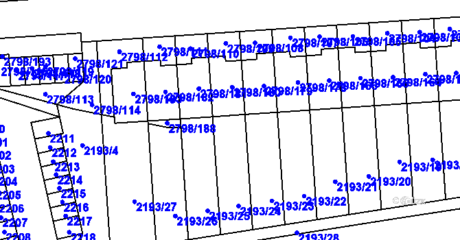 Parcela st. 2798/186 v KÚ Mohelnice, Katastrální mapa