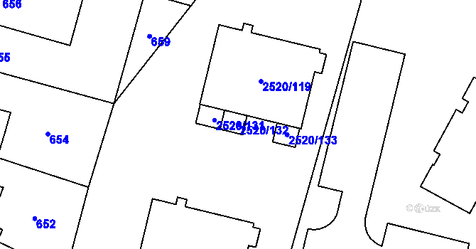 Parcela st. 2520/132 v KÚ Mohelnice, Katastrální mapa