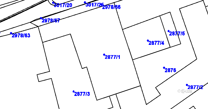 Parcela st. 2877/1 v KÚ Mohelnice, Katastrální mapa