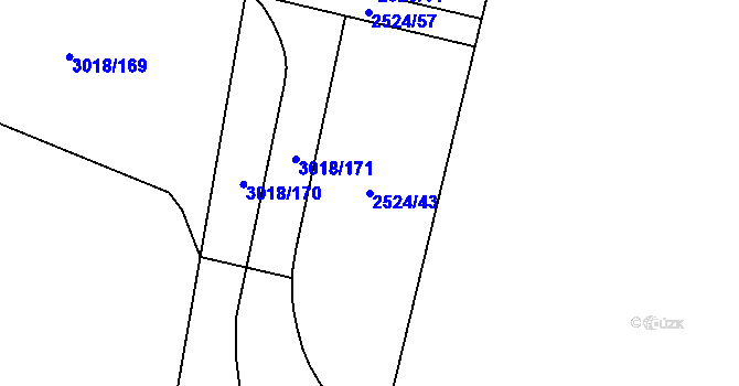 Parcela st. 2524/43 v KÚ Mohelnice, Katastrální mapa