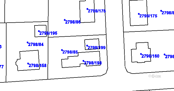 Parcela st. 2798/199 v KÚ Mohelnice, Katastrální mapa