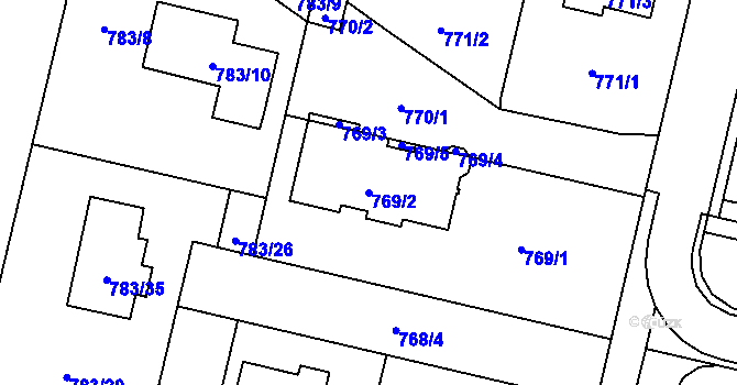 Parcela st. 769/2 v KÚ Mohelnice, Katastrální mapa