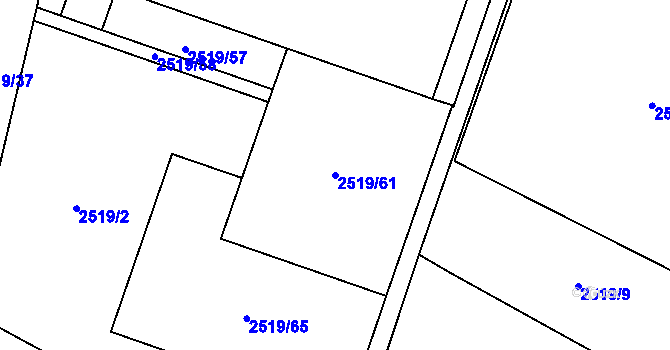 Parcela st. 2519/61 v KÚ Mohelnice, Katastrální mapa