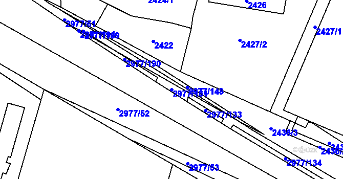 Parcela st. 2977/131 v KÚ Mohelnice, Katastrální mapa