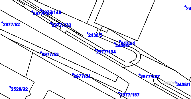 Parcela st. 2977/134 v KÚ Mohelnice, Katastrální mapa