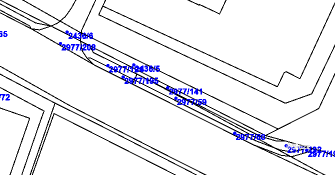 Parcela st. 2977/141 v KÚ Mohelnice, Katastrální mapa