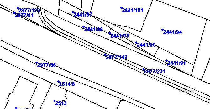 Parcela st. 2977/142 v KÚ Mohelnice, Katastrální mapa