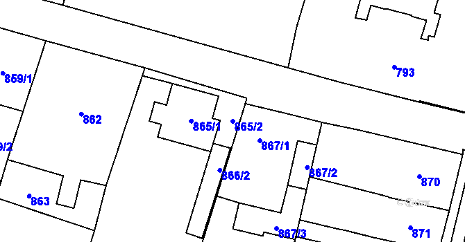 Parcela st. 865/2 v KÚ Mohelnice, Katastrální mapa