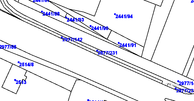 Parcela st. 2977/231 v KÚ Mohelnice, Katastrální mapa