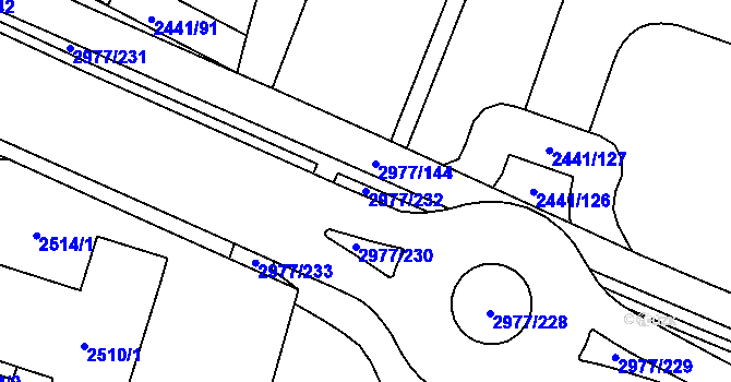 Parcela st. 2977/232 v KÚ Mohelnice, Katastrální mapa