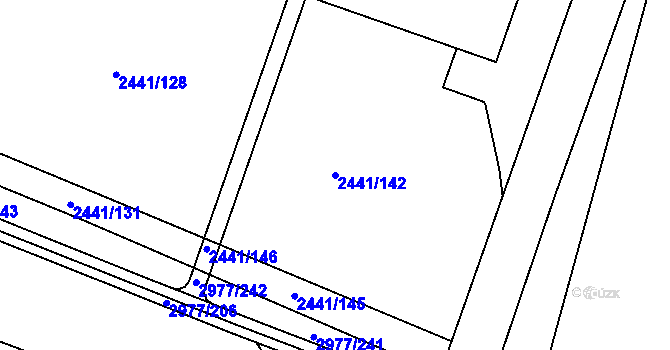 Parcela st. 2441/142 v KÚ Mohelnice, Katastrální mapa