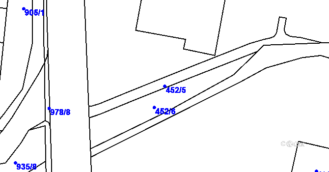 Parcela st. 452/5 v KÚ Mohelnice, Katastrální mapa
