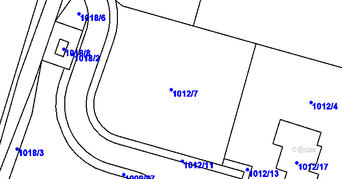 Parcela st. 1012/7 v KÚ Mohelnice, Katastrální mapa