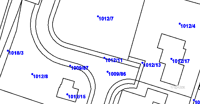 Parcela st. 1012/14 v KÚ Mohelnice, Katastrální mapa