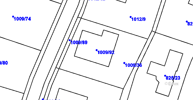 Parcela st. 1009/92 v KÚ Mohelnice, Katastrální mapa