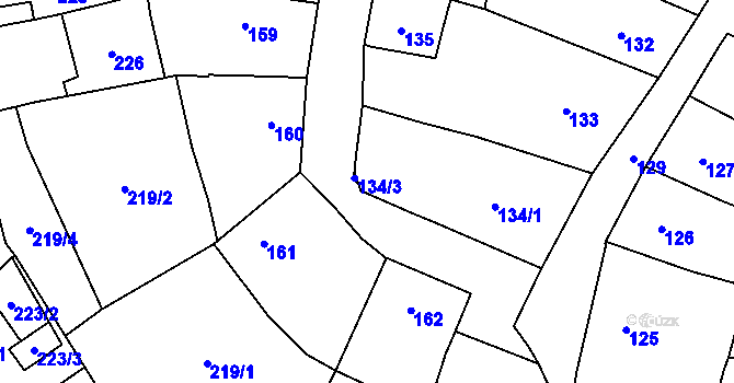 Parcela st. 134/2 v KÚ Mohelnice, Katastrální mapa