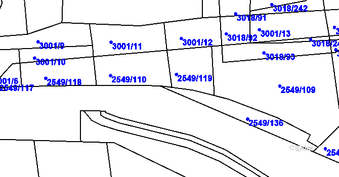 Parcela st. 2549/134 v KÚ Mohelnice, Katastrální mapa