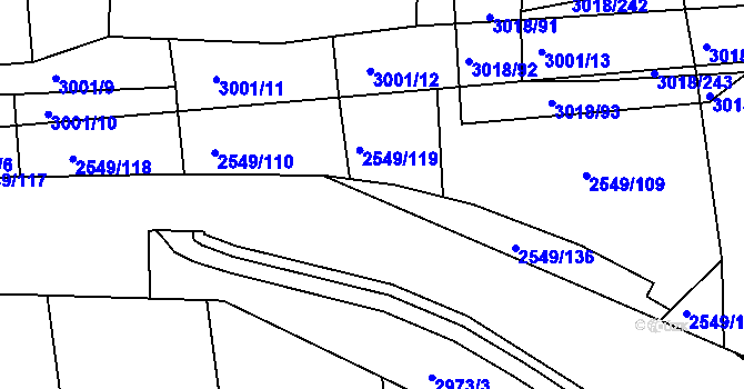 Parcela st. 2549/135 v KÚ Mohelnice, Katastrální mapa