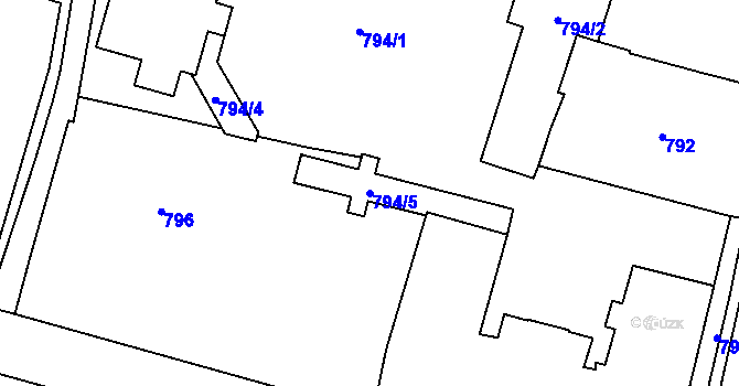 Parcela st. 794/5 v KÚ Mohelnice, Katastrální mapa