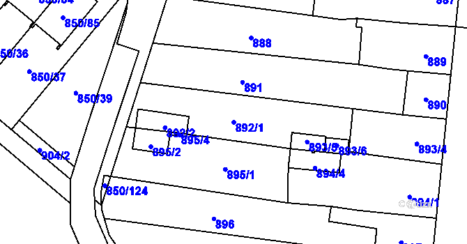 Parcela st. 892/1 v KÚ Mohelnice, Katastrální mapa