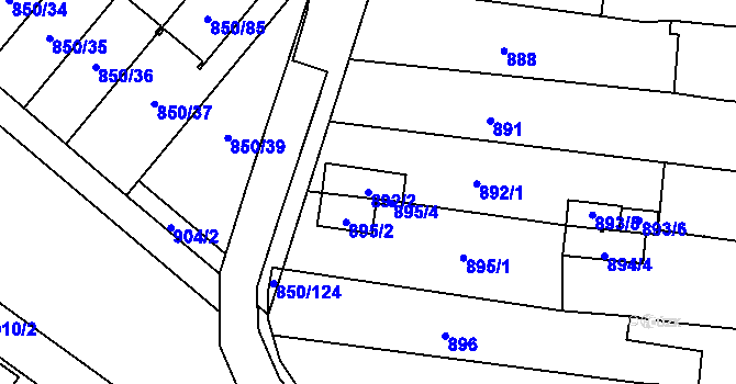 Parcela st. 892/2 v KÚ Mohelnice, Katastrální mapa
