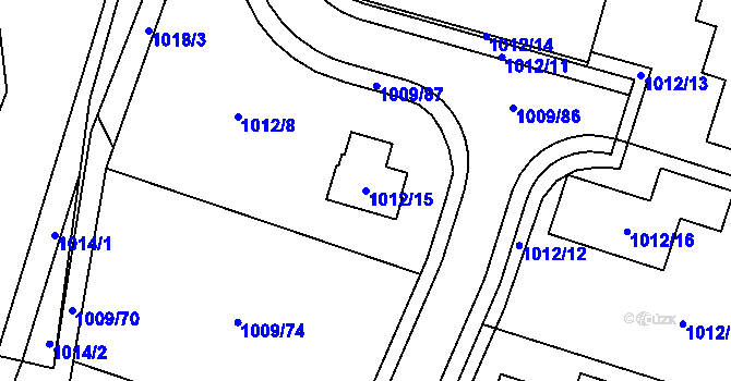 Parcela st. 1012/15 v KÚ Mohelnice, Katastrální mapa