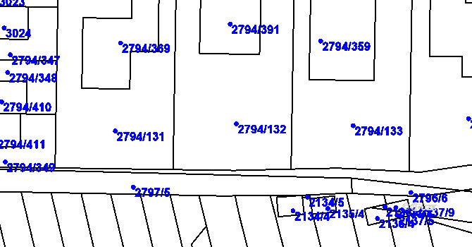 Parcela st. 2794/132 v KÚ Mohelnice, Katastrální mapa