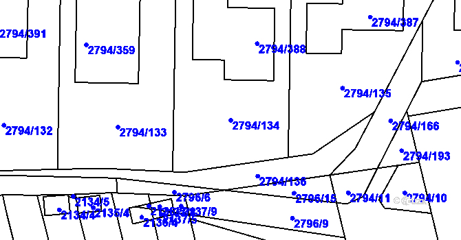 Parcela st. 2794/134 v KÚ Mohelnice, Katastrální mapa