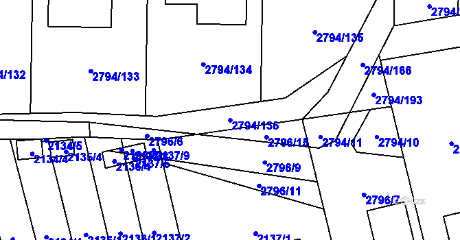 Parcela st. 2794/136 v KÚ Mohelnice, Katastrální mapa