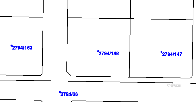 Parcela st. 2794/148 v KÚ Mohelnice, Katastrální mapa