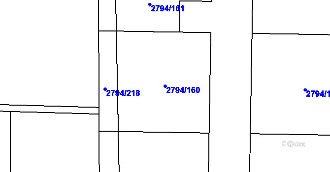 Parcela st. 2794/160 v KÚ Mohelnice, Katastrální mapa