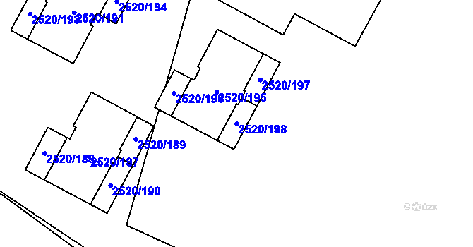 Parcela st. 2520/198 v KÚ Mohelnice, Katastrální mapa