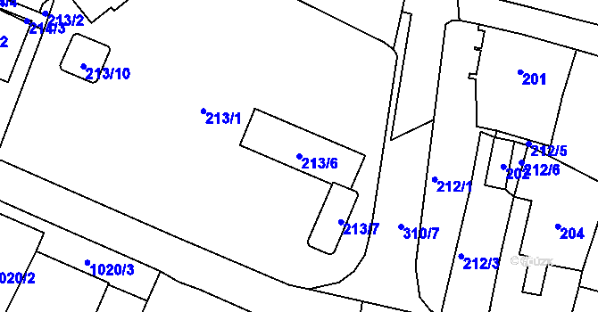 Parcela st. 213/6 v KÚ Mohelnice, Katastrální mapa
