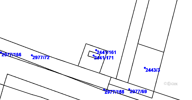 Parcela st. 2441/161 v KÚ Mohelnice, Katastrální mapa