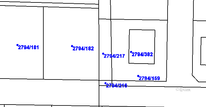 Parcela st. 2794/217 v KÚ Mohelnice, Katastrální mapa